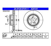 Discofreno ATE 24.0124-0141.1 per SUBARU LEGACY I (BC) 1.8 1989-1991