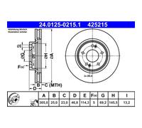 COPPIA DISCHI FRENO ANT ATE KIA OPTIMA s 2.0 GDI Hybrid 151KW 17> 24012502151