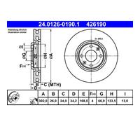 ATE 2x Disco Freni Anteriore Ø302 MM Rivestito per Peugeot 208 Ca _ Cc _ 1.6 HDI