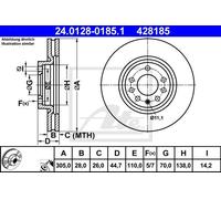COPPIA DISCHI FRENO ANT ATE FIAT CROMA 1.9 D Mjt 100KW 05> 24012801851