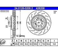 Disco freno ATE 24.0128-0208.2 (1 set-1 pz)