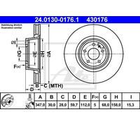 Disco freno ATE 24.0130-0176.1 anteriore, ventilato, altamente carbonizzato, 1 Pezzo
