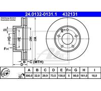 ATE 24.0132-0131.1 - Disco freno singolo anteriore ventilato 432131