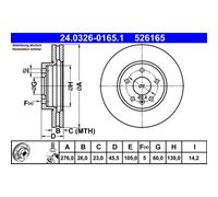 Disco freno ATE 24.0326-0165.1 anteriore, fessura, ventilato, 1 Pezzo