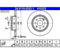 ATE Dischi Freno 24.0110-0323.1 Freni a Disco,Dischi Dei Freni OPEL,FIAT,ABARTH,Corsa E Hatchback (X15),Adam (M13),Corsa E Van (X15),PUNTO (188)
