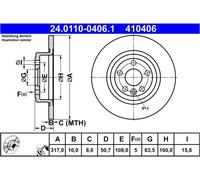 ATE Disco freno 24.0110-0406.1 posteriore pieno altamente carbonizzato 1 pezzo