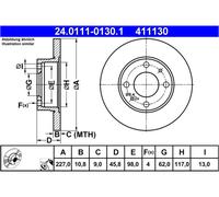 COPPIA DISCHI FRENO ANT ATE SEAT MALAGA 1.7 D 42KW 90>93 24011101301