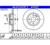 Disco freno ATE 24.0112-0127.1 anteriore, pieno, 1 Pezzo