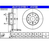 Disco freno ATE 24011201581 per SEAT SKODA VAG