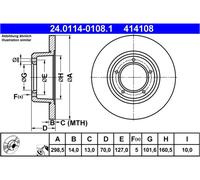 ATE disco freno 24.0114-0108.1 pieno diametro 298,5 spessore 14 mm 5 fori