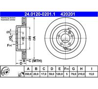 Disco freno ATE 24012002011 per LAND ROVER