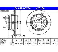 Disco freno ATE 24.0120-0204.1 posteriore, ventilato, altamente carbonizzato, 1 Pezzo