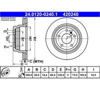 ATE disco freno 420240 ventilato diametro 300 spessore 20 mm 5 fori