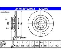ATE Disco freno 24.0120-0246.1 posteriore ventilato 1 pezzo