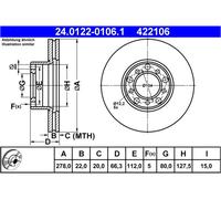 COPPIA DISCHI FRENO ANT ATE MERCEDES-BENZ SL Coupé 350 C 147KW 72>76 24012201061