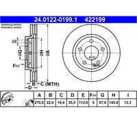 Disco freno ATE 24012201991 per MERCEDES-BENZ