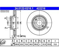 Disco freno ATE 24.0122-0216.1 anteriore, ventilato, altamente carbonizzato, 1 Pezzo