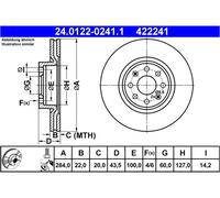 422241 Kit coppia dischi freno Ate Anteriore per FIAT GRANDE PUNTO OPEL CORSA E