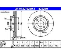 Disco freno ATE 24.0122-0289.1 anteriore, ventilato, altamente carbonizzato, 1 Pezzo