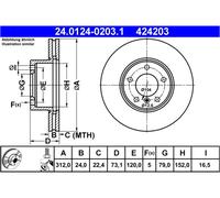 Disco freno ATE 24012402031 per BMW