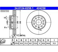 ATE Disco freno 24.0124-0258.1 anteriore, ventilato, altamente carbonizzato, 1 pezzo