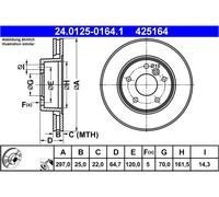 Disco freno ATE 24.0125-0164.1 anteriore, ventilato, 1 pezzo