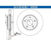 Disco freno ATE 24012502361 per FORD