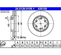 Disco freno ATE 24.0126-0109.1 anteriore, ventilato, 1 Pezzo