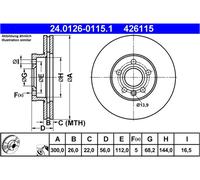 ATE disco freno 24.0126-0115.1 ventilato diametro 300 spessore 26 mm 5 fori