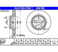 ATE disco freno 24.0126-0156.1 ventilato diametro 295 spessore 26 mm 5 fori