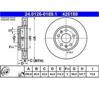 Disco freno ATE 24.0126-0189.1 anteriore, ventilato, altamente carbonizzato, 1 Pezzo