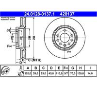 Disco freno ATE 24012801371 per OPEL SAAB VAUXHALL