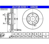 Disco freno ATE 24.0128-0238.1, 1 Pezzo