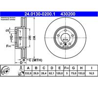 ATE Disco freno 24.0130-0200.1 anteriore, ventilato, altamente carbonizzato, 1 pezzo