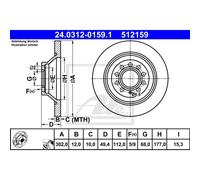 Disco freno ATE Power Disc 24.0312-0159.1, 1 pezzo