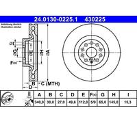 Disco freno AUDI A3 1.0 TFSI 24.0130-0225.1 (1 pz)