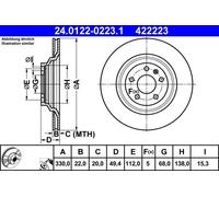 Disco freno AUDI A6 C6 2.0 TFSI 24.0122-0223.1