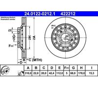Disco freno AUDI A8 D3 2.8 FSI 24.0122-0212.1 (1 pz)