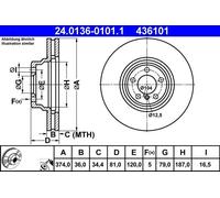 Disco freno BMW 7 (E65, E66, E67) 760 i, Li 24.0136-0101.1 (1 pz)