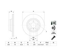 Disco freno BOSCH 0 986 479 215 anteriore, ventilato, altamente carbonizzato, 1 Pezzo
