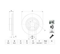 Disco freno BOSCH 0 986 479 348 anteriore, ventilato, altamente carbonizzato, 1 Pezzo