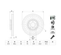 Disco freno BOSCH 0 986 479 E63 anteriore, ventilato, altamente carbonizzato, 1 Pezzo