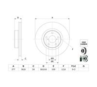 Disco freno BOSCH 0 986 479 E69 anteriore, ventilato, altamente carbonizzato, 1 Pezzo