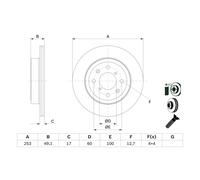 Disco freno BOSCH 0 986 479 E75 anteriore, ventilato, 1 Pezzo