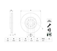 Disco freno BOSCH 0 986 479 F03 anteriore, ventilato, altamente carbonizzato, 1 Pezzo