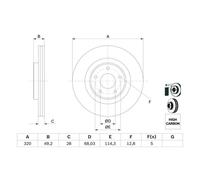 Disco freno BOSCH 0 986 479 F33 anteriore, ventilato, altamente carbonizzato, 1 Pezzo