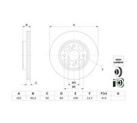 Disco freno BOSCH 0 986 479 F37 anteriore, ventilato, altamente carbonizzato, 1 Pezzo