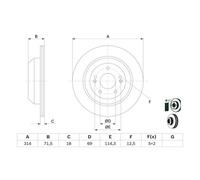 Disco freno BOSCH 0 986 479 F43 posteriore, ventilato, 1 pezzo
