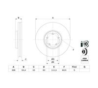 Disco freno BOSCH 0 986 479 F46 anteriore, ventilato, altamente carbonizzato, 1 Pezzo