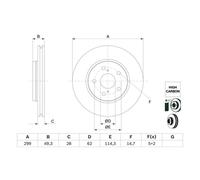 Disco freno BOSCH 0 986 479 F49 anteriore, ventilato, altamente carbonizzato, 1 Pezzo
